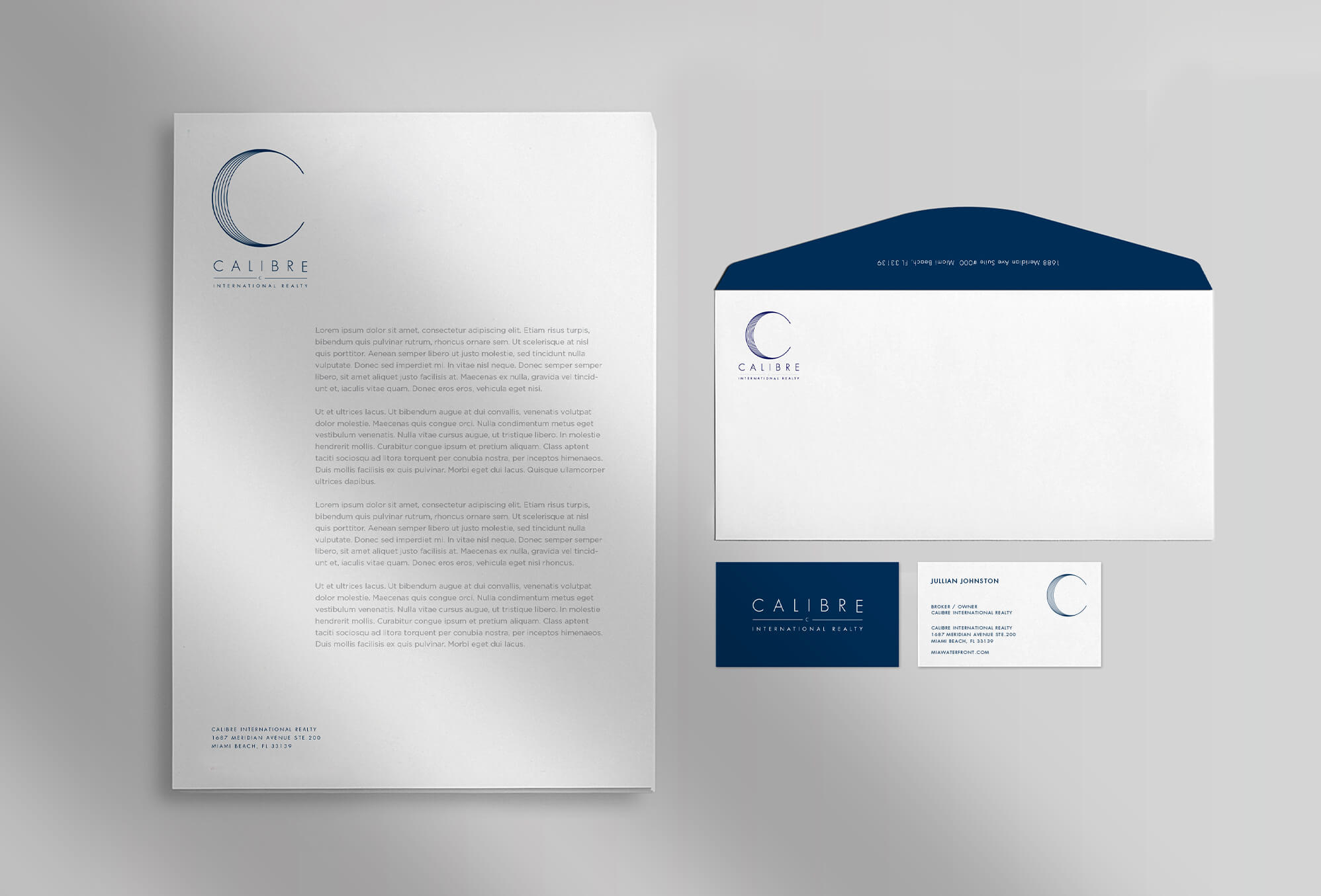 Jacober Creative Brand Identity for Calibre International Realty. Photo of Stationery