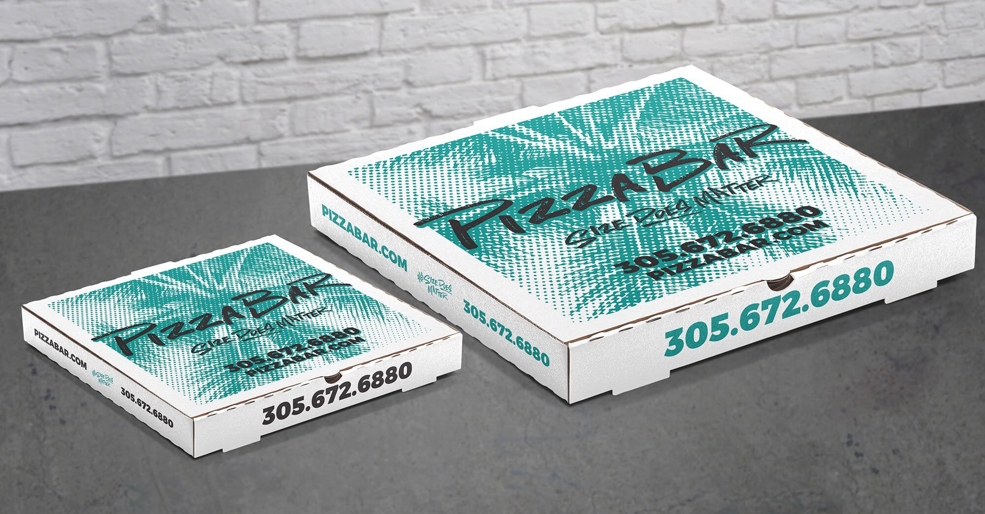 Pizza Bar branded delivery box design