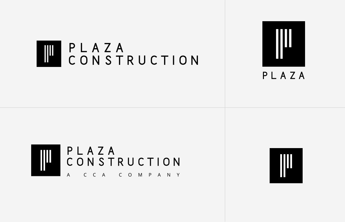 Jacober Creative Brand Identity for Plaza Construction - Photo of logo variants