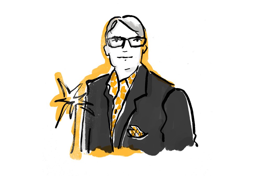 Illustration of Eric Newell, Editor-in-Chief of Celebrated Living, an Ink publication for American Airlines.