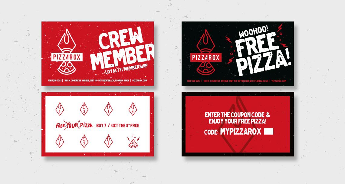 Pizza Rox promotional marketing card design