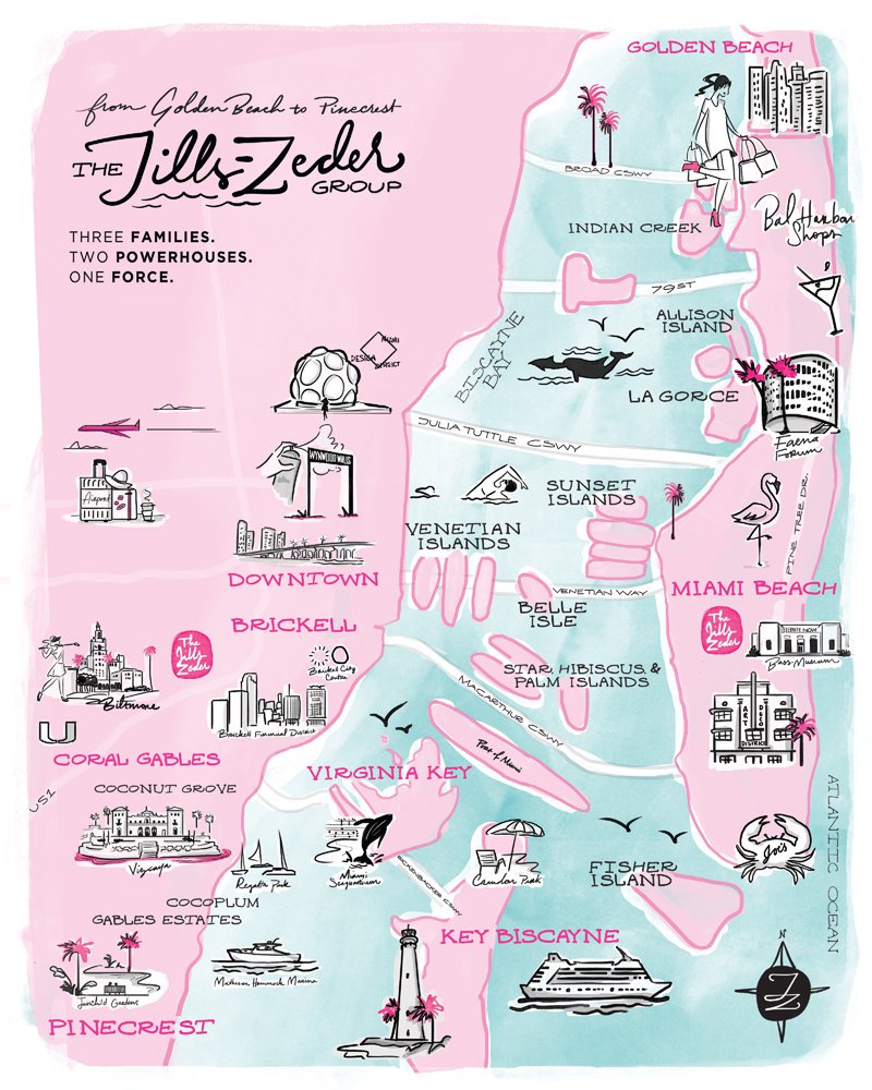 Jacober Creative and Jills-Zeder Group. Map illustration of South Florida