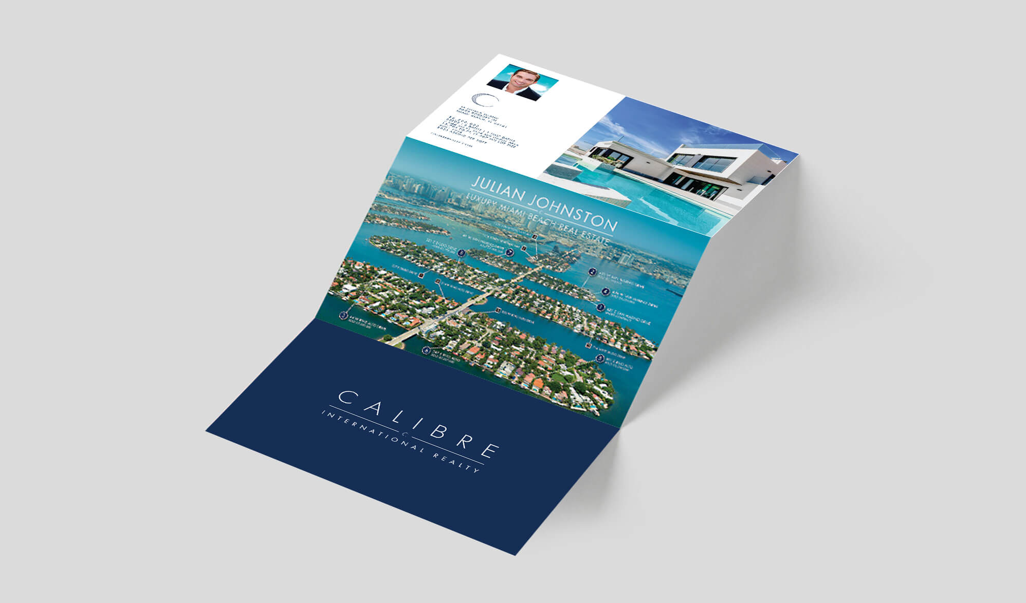 Jacober Creative Brand Identity for Calibre International Realty. Photo of promotional mailer