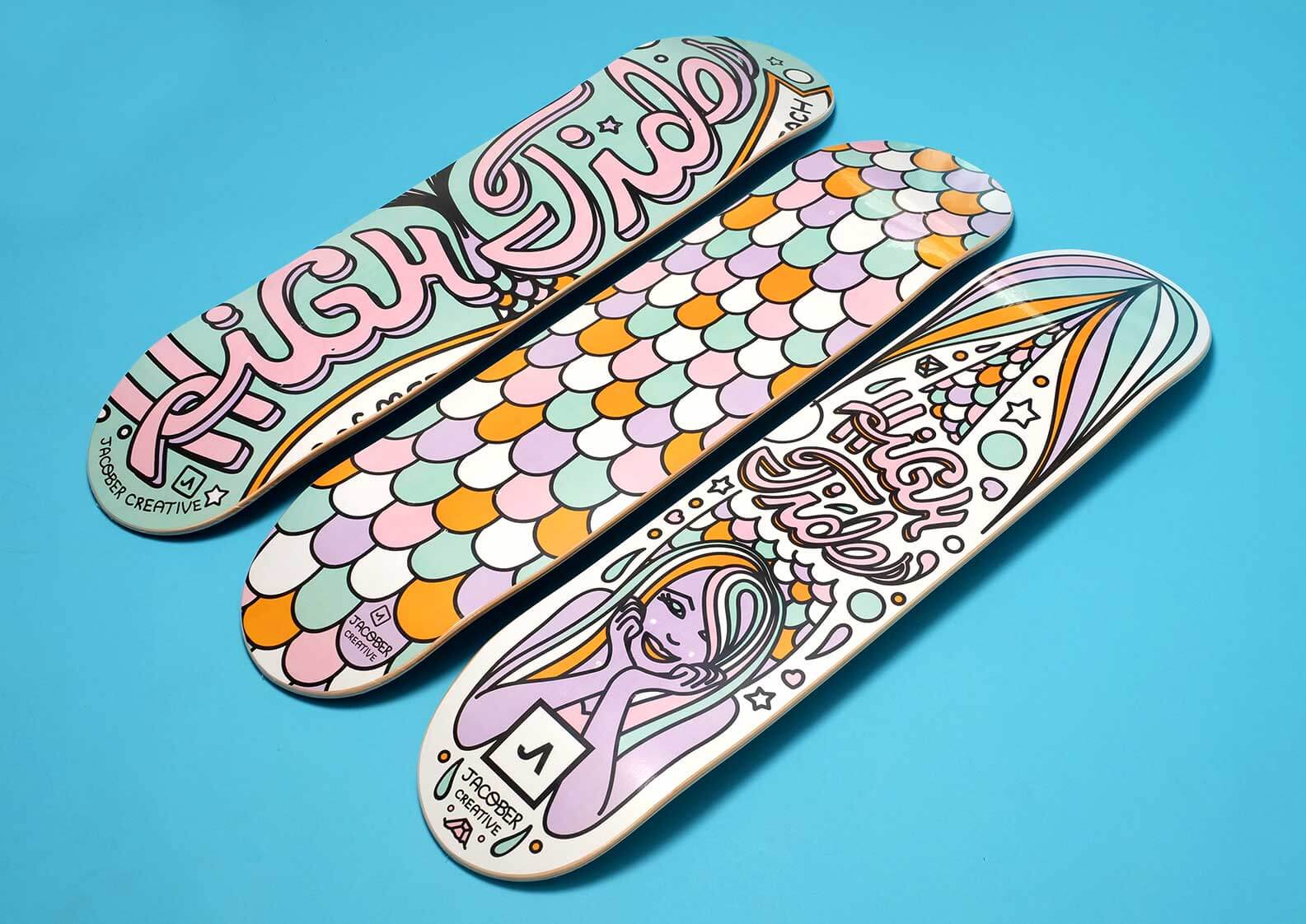 High Tides Miami Beach coloring book printed on skateboards by Jacober Creative