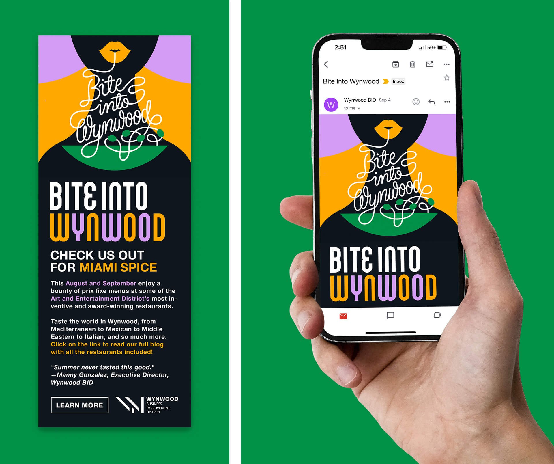 Email blast design for the Bite into Wynwood Campaign