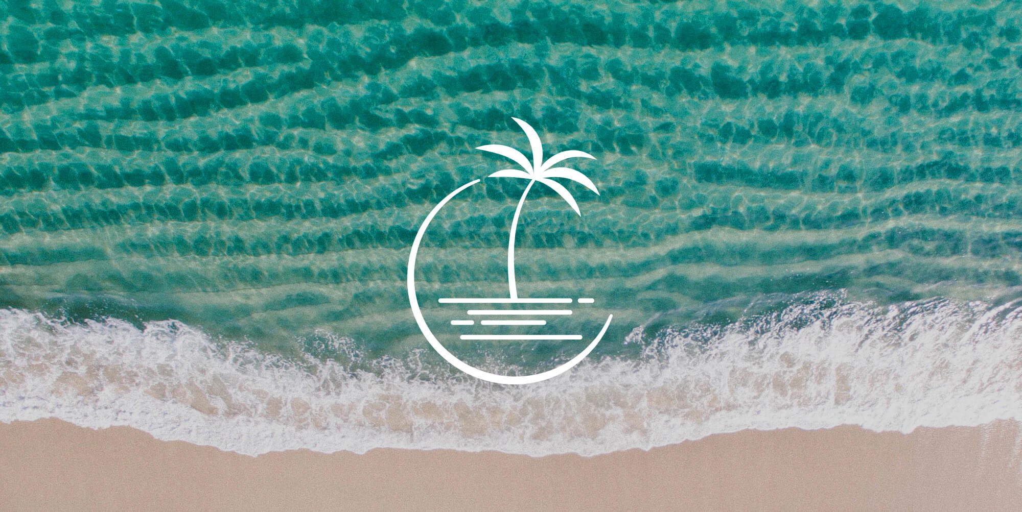 Jacober Creative Brand Identity for 250 Collins luxury apartments. Photo of logo icon over a photo of the ocean.