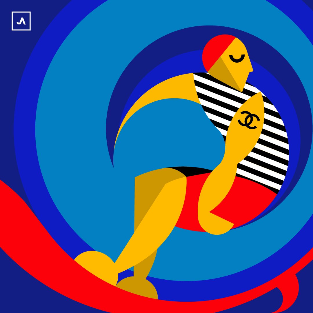 Illustration of a surfer