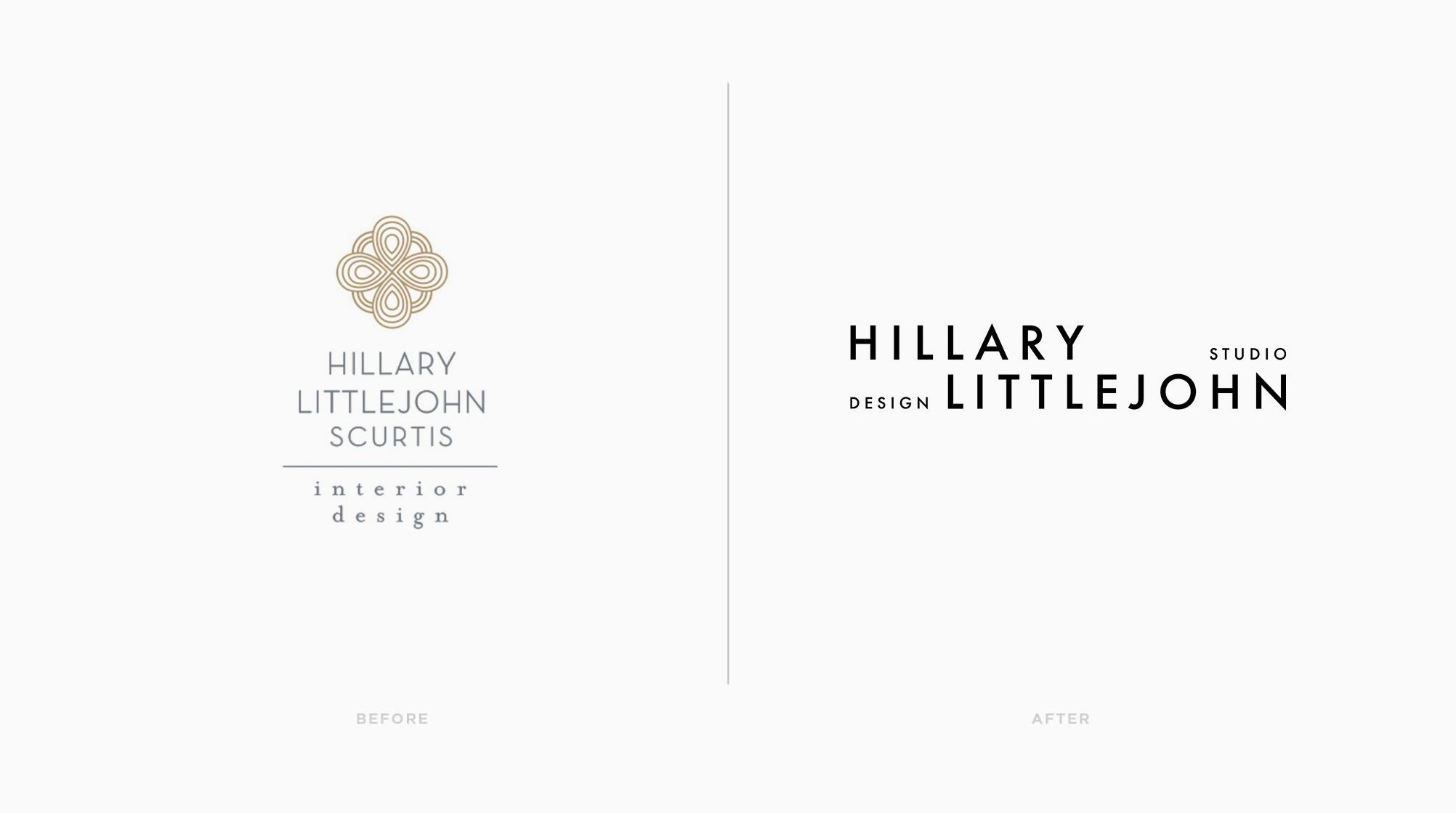 Hillary Littlejohn Studio Design logo before and after