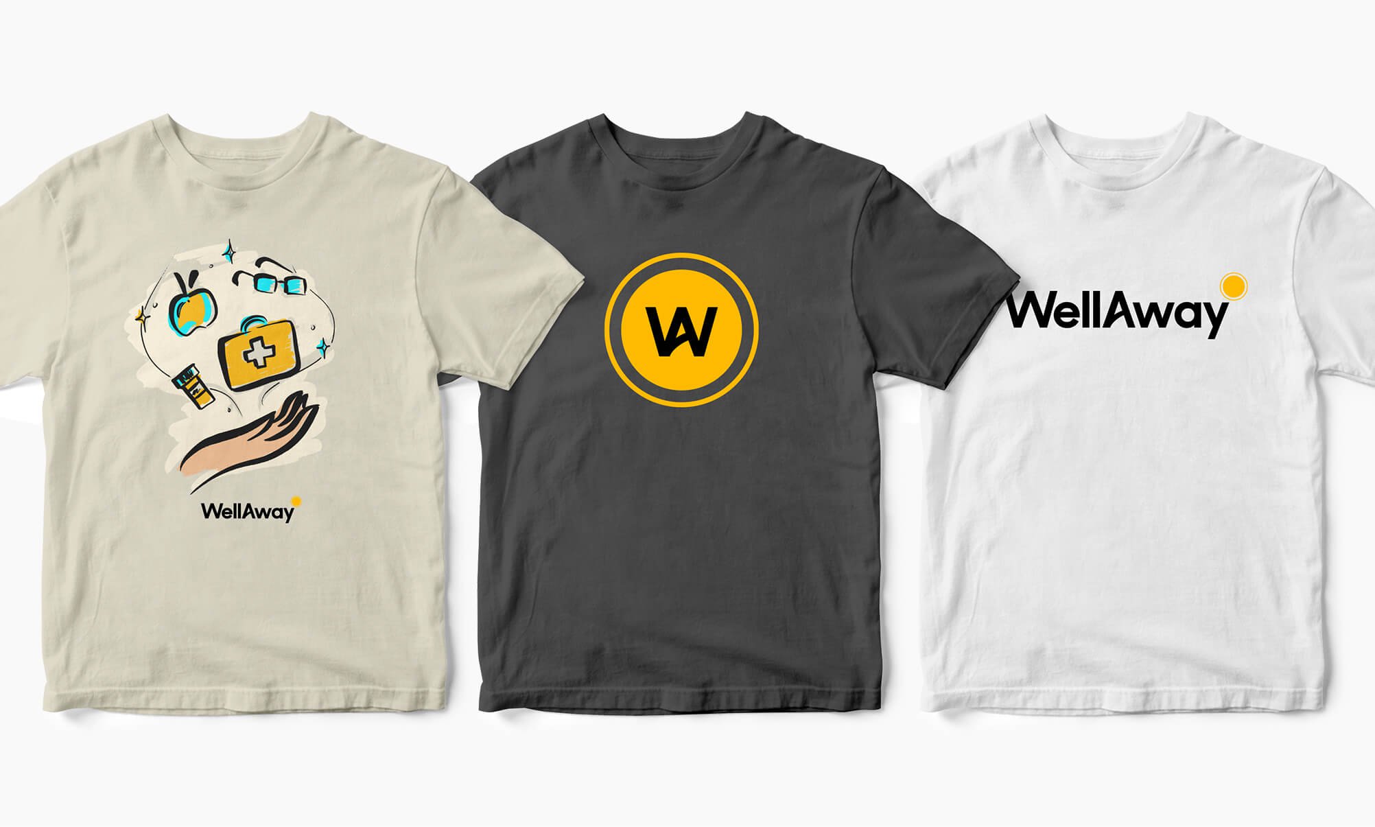 Jacober rebranding of WellAway Global Health Insurance, Image of Wellaway promotion apparel tshirts