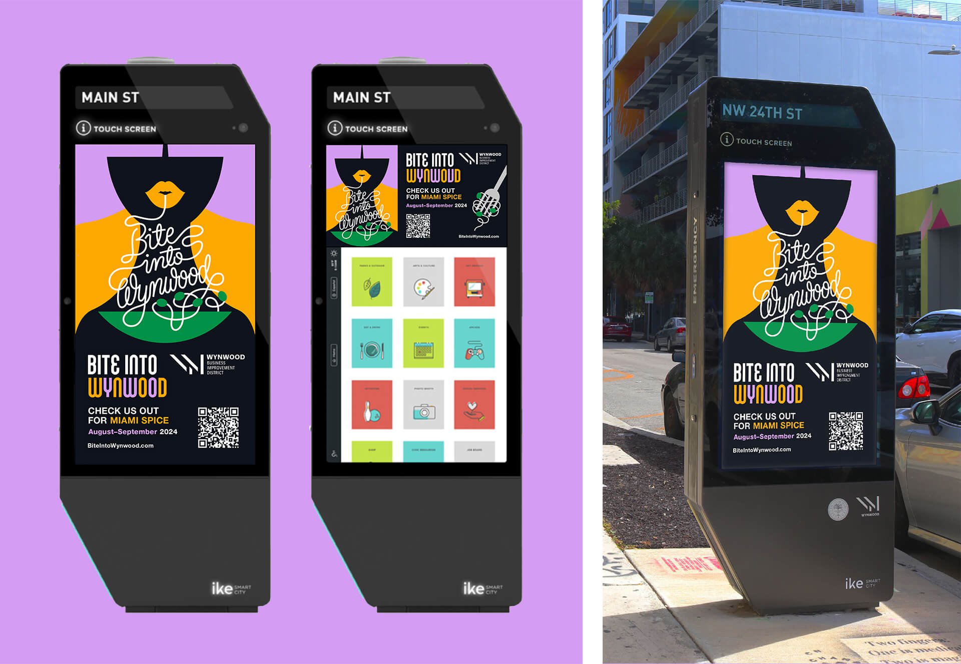 Kiosk graphic design for Bite Into Wynwood Campaign