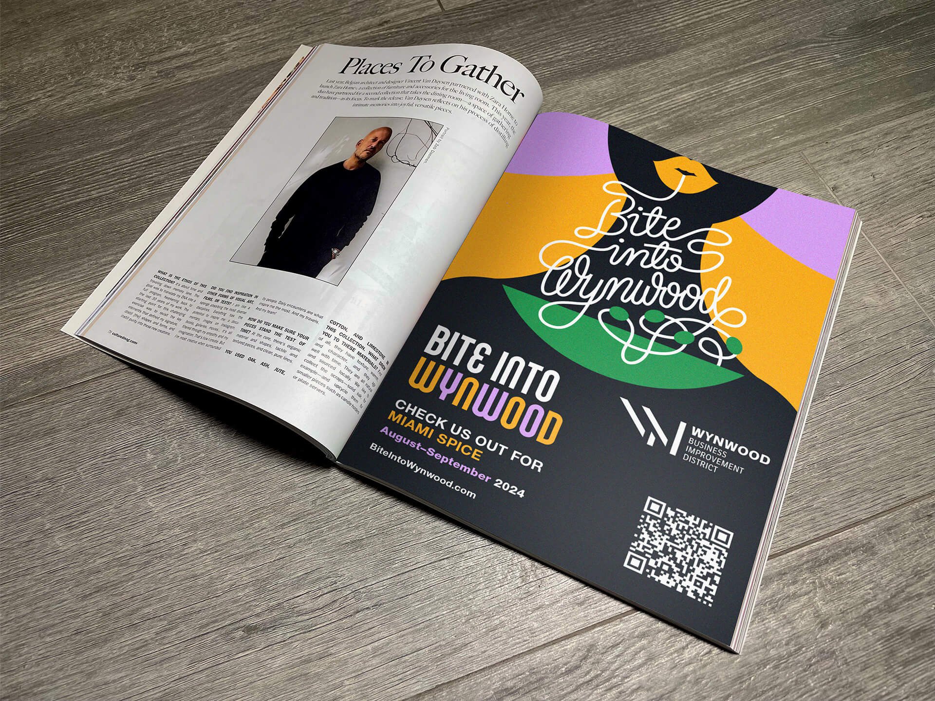 Magazine ad design for the Bite into Wynwood campaign