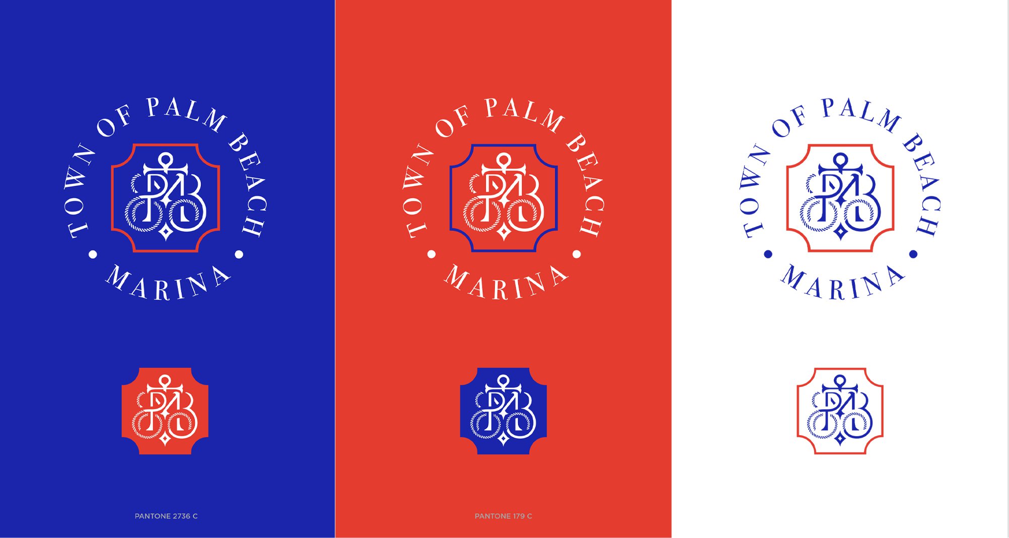 Jacober Creative Brand Identity for The Town of Palm Beach Marina. Official logos and colors.