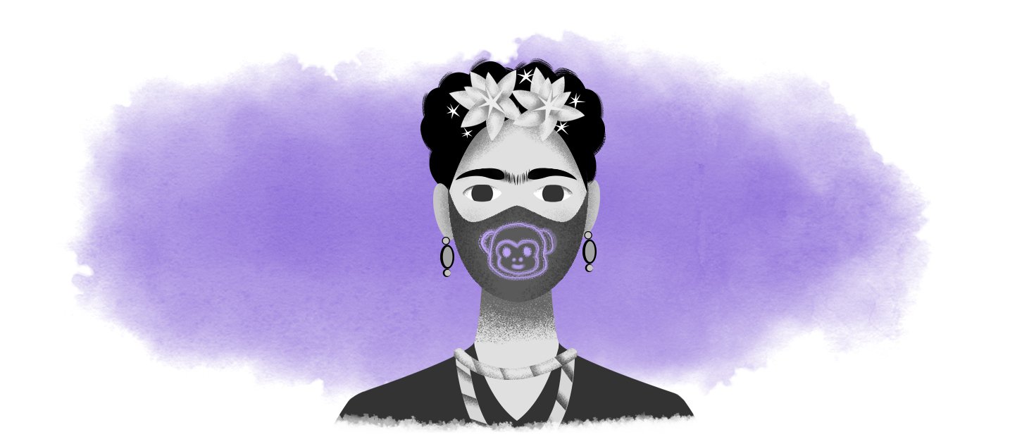 Illustration of Frida Kahlo wearing a mask