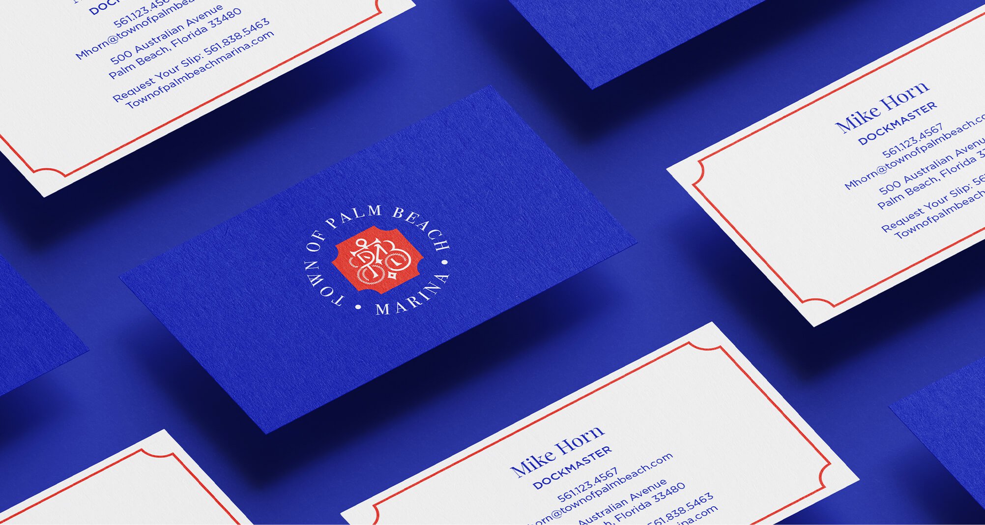 Jacober Creative Brand Identity for The Town of Palm Beach Marina. Business Cards.