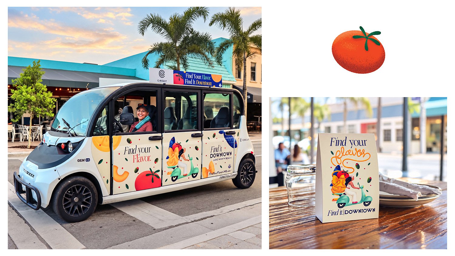 Circuit car and table tent from the find your flavor campaign