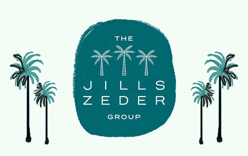 Illustration of The Jills Zeder Group logo and custom map illustrations