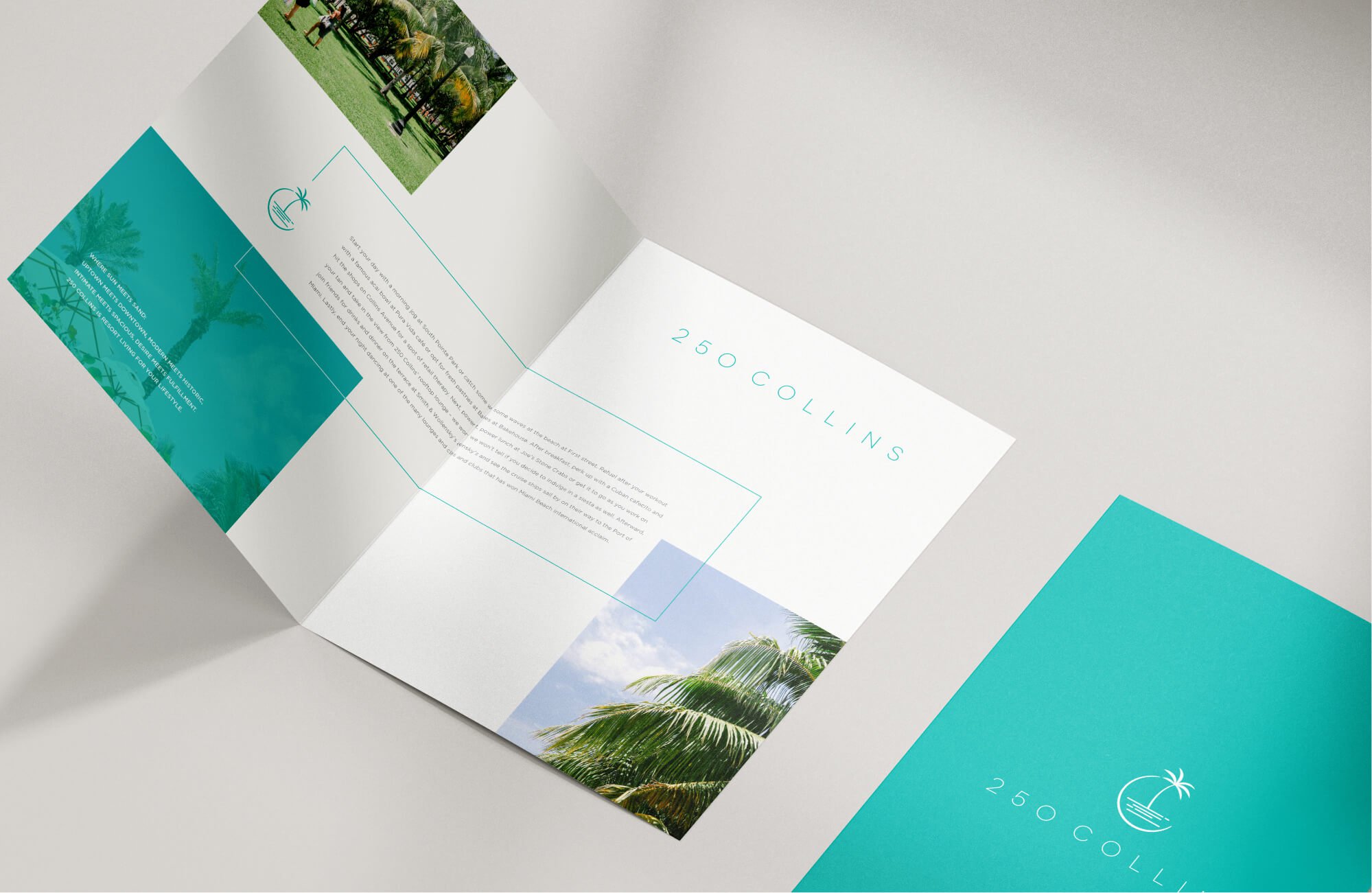 Jacober Creative Brand Identity for 250 Collins luxury apartments. Photo of brochure