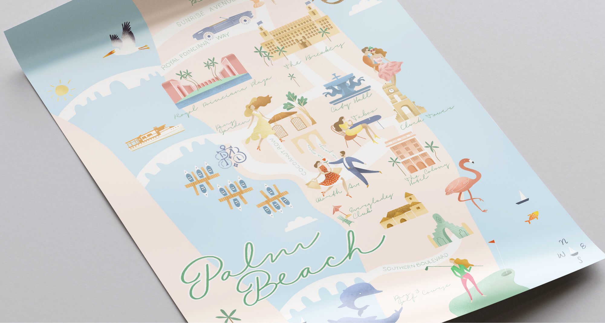 Jacober Creative Brand Identity for The Town of Palm Beach Marina. Illustrated Map.